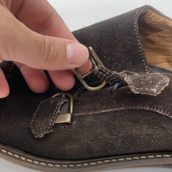 Mens Size 8.5 Beckett Simonon Suede Brown Double Monk Strap Cap Toe Shoes - Picture 12 of 12